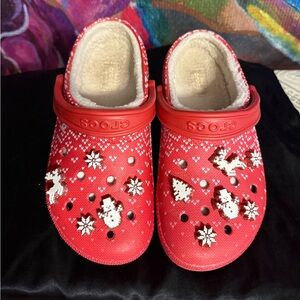 Christmas Crocs with Fur and Winter Jibbitz